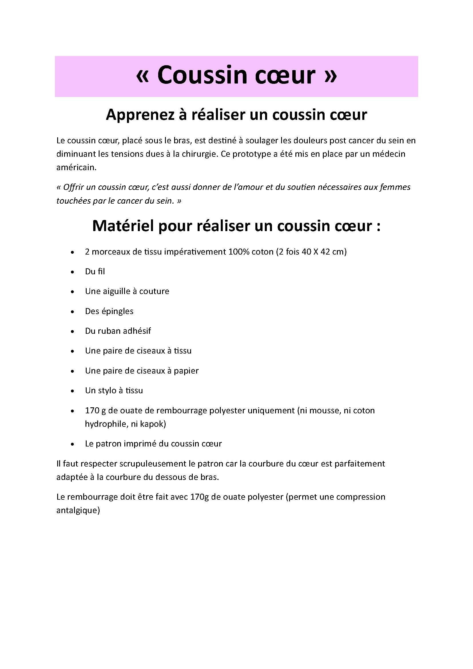 Coussin cœur Matériel et fabrication Page 1