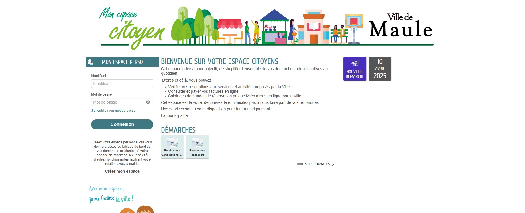 Ecran Accueil Espace Citoyen