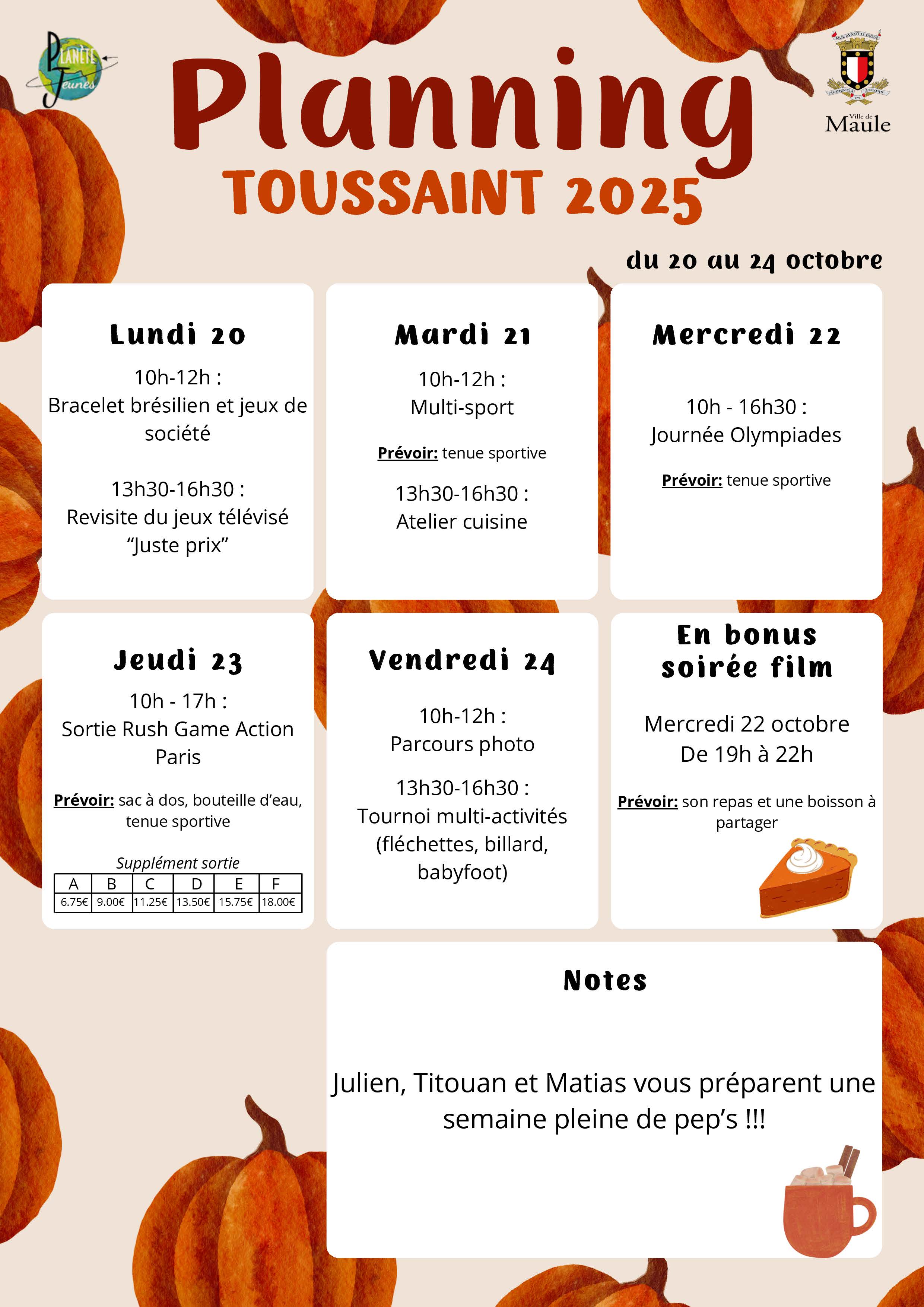 Planning Toussaint 2025 Page 1