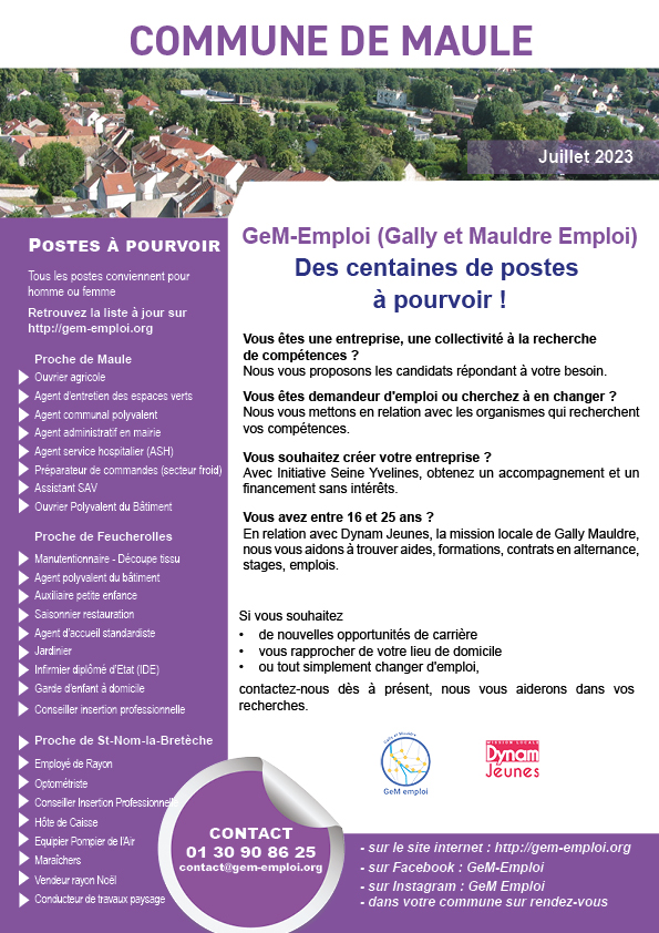 Offres d'emploi juillet 2023